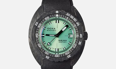DOXA Sub 300T Carbon with seafoam dial. Tap to shop the collection image