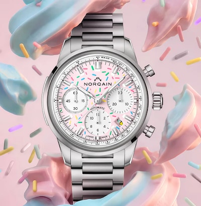 NORQAIN Freedom Chrono Enjoy Life watch in ice cream with sprinkles. Tap to shop collection image