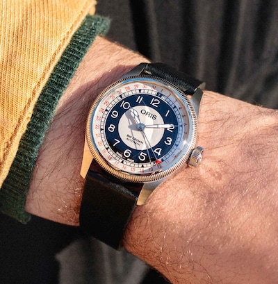 Oris Big Crown. Meet the Big Crown Pointer Date Bullseye, a version of our signature design with a cool grey and black dial layout that gives the watch its name. Tap to shop collection image