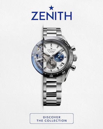 Image of Zenith watch with logo and text at the bottom - Discover The Collection image